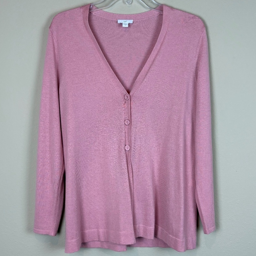 J. Jill Pink Lightweight 3 Front Button Closure Cardigan Sweater; Size S